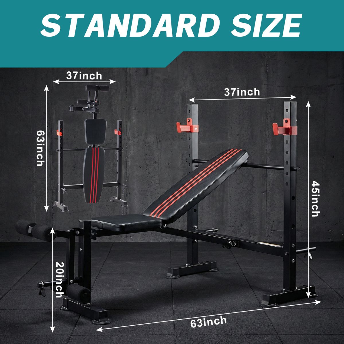 Adjustable Weight Bench With Rack, 650 LBS Capacity, Heavy Duty Foldable Bench Press, Leg Extension Curl, Easy Assembly, For Home, Garage, Gym